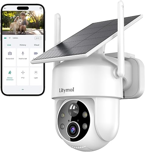 Cámaras solares de seguridad 2K, visión 360, inalámbricaspara exterioresvisión nocturna a color, detección de IA, audio de 2 vías, alarma de