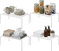 Vista 9 de Evelots Organizador/Estante de alambre para armario de cocina, paquete de 6 elevadores de metal resistentes, duplica tu espacio en el mostrador