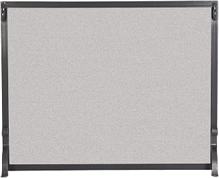 Pilgrim 18287 Forged Iron Single Panel Fireplace Screen 44"W x 33"H - Heavy Mesh Spark Guard, Matte Black, Lifetime Guarantee