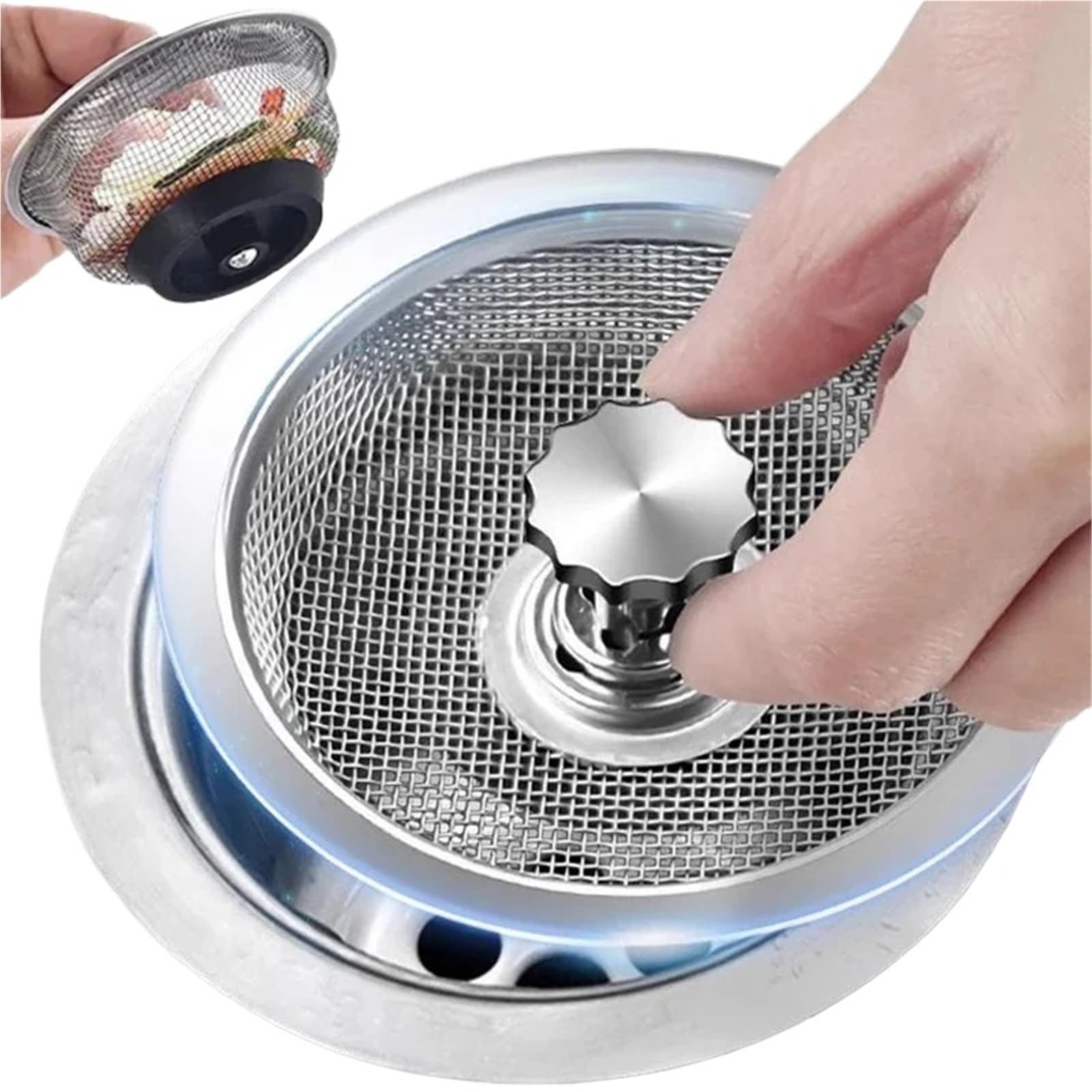 Kitchen Sink Drain Stopper Strainer Stainless Stee 2pcs Kitchen Sink Filter Stainless Steel Sink Sewer Mesh Strainers Drains Hair Catcher Waste Plug Filter(Color-8)