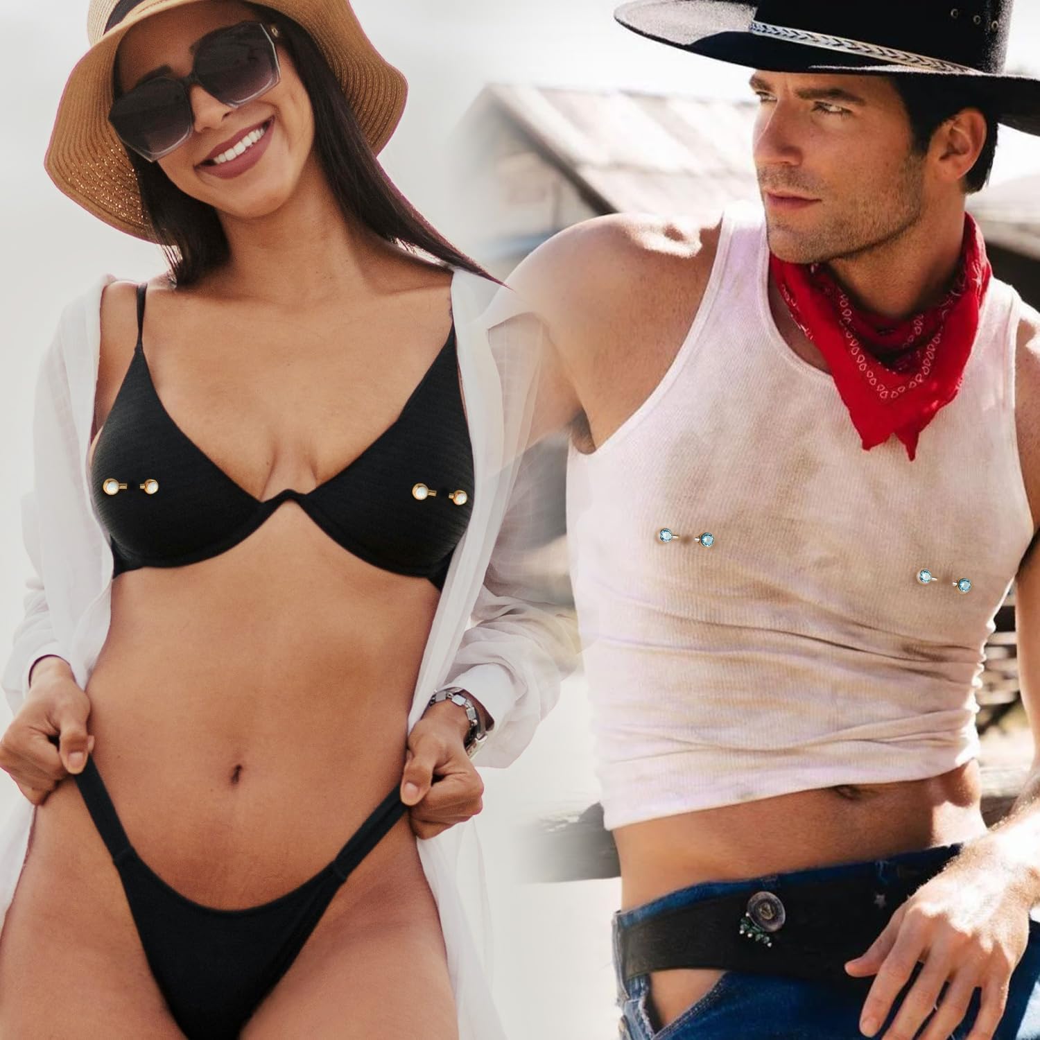 AROWRO Nipple Piercing Jewelry Nipple Rings Titanium Nipple Rings Implant Grade Hypoallergenic 14G Internally Threaded Straight Barbells with Cubic Zirconia Opal Gold Silver Rose Gold Black 12mm 14mm 16mm 18mm 20mm - Image 3