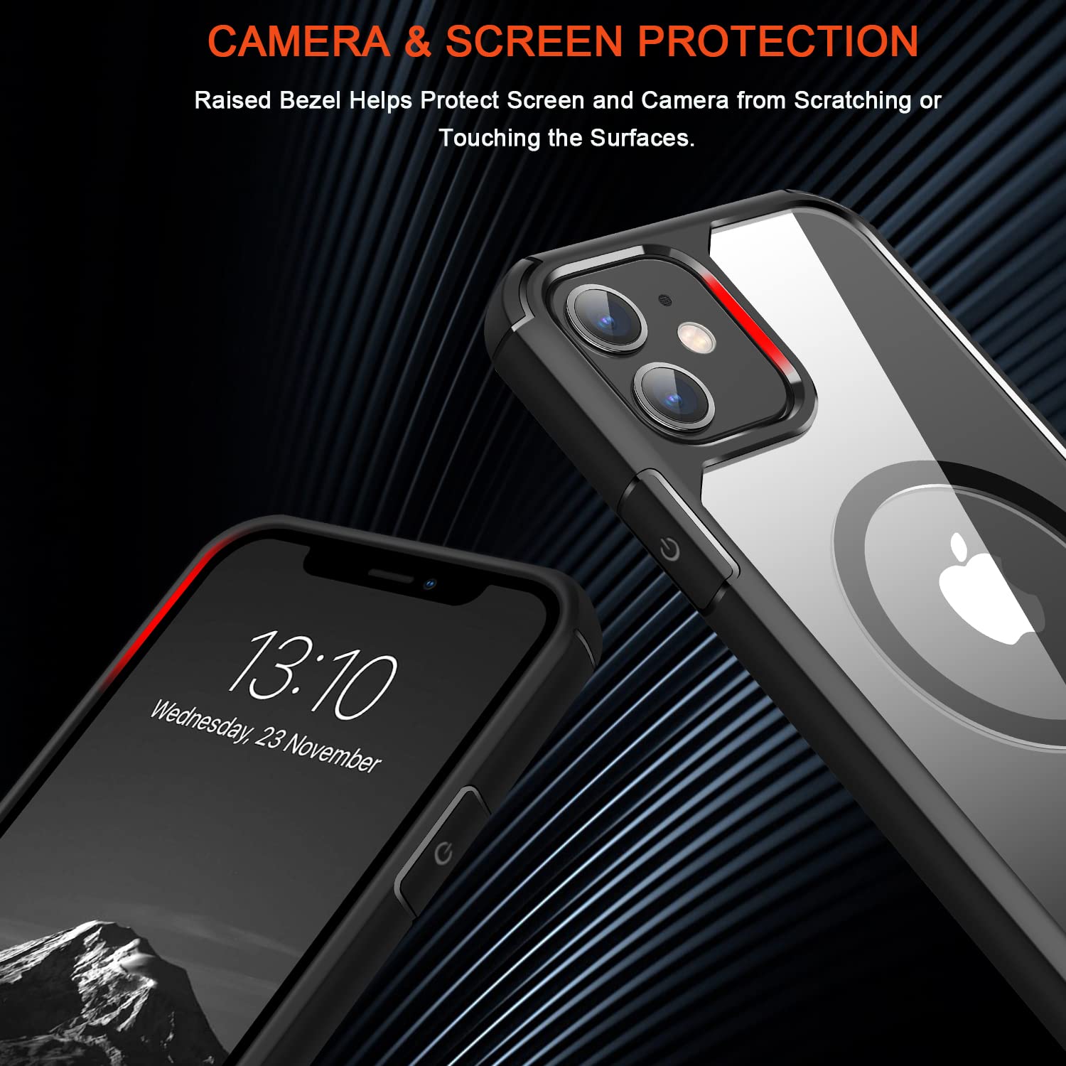 TENDLIN Magnetica Cover per iPhone 14 Pro [Compatibile con MagSafe] Trasparente Rigida PC Retro Custodia Protezione Paraurti in TPU Morbido Antiurto Sottile Protettiva Custodia - Nero
