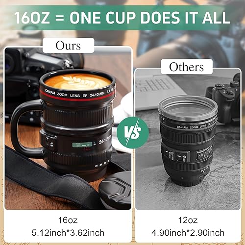 Miniatura 2 de Cabtnca Taza de café con lente de cámara, regalos para fotógrafos, regalos geniales para fotógrafos, taza de cerámica para cámara, regalos de