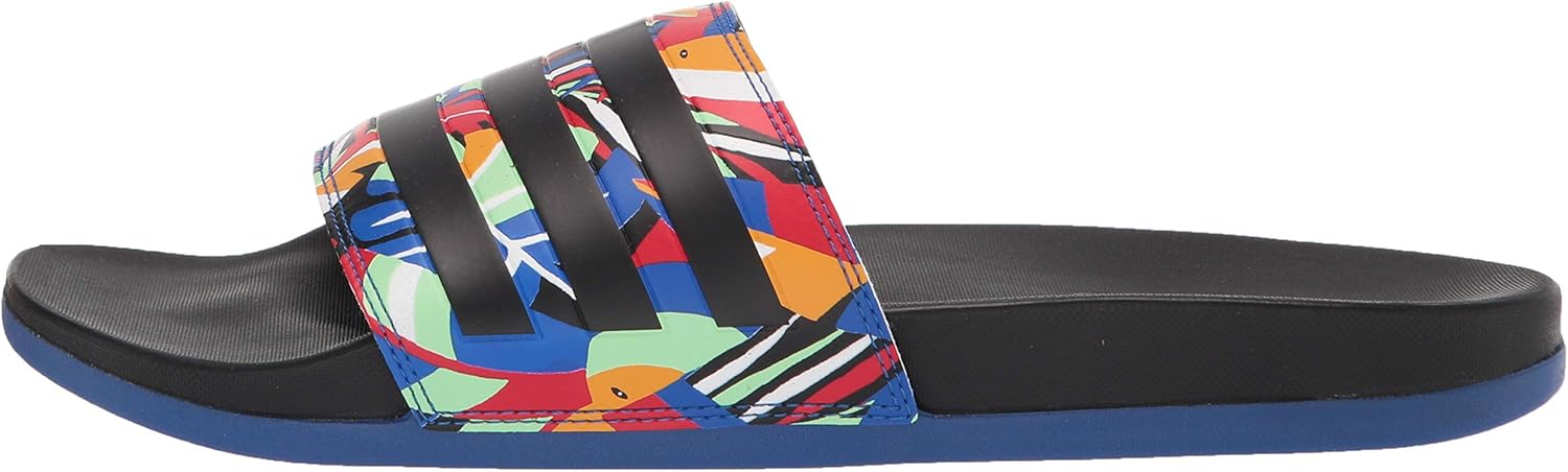 adidas Womens Adilette Comfort Water Shoe, Black/Black/Royal Blue , 11