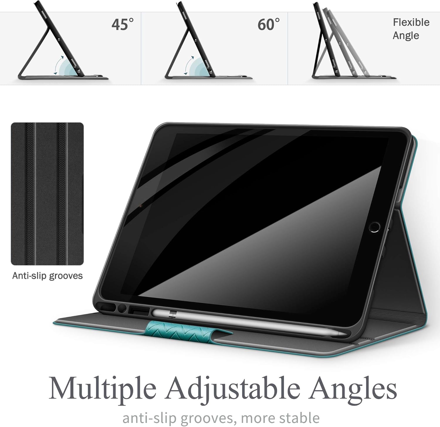 auaua Case for iPad Air 3rd Generation 2019 / iPad Pro 10.5 2017, with Built-in Pencil Holder, Auto Sleep/Wake, Adjustable Angle, Vegan Leather (Green)