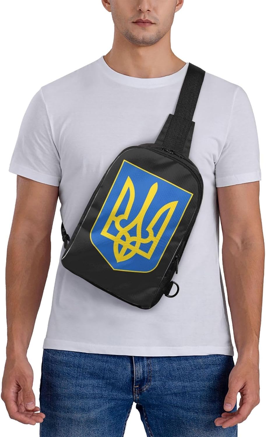 Coat Of Arms Of Ukraine Mini Crossbody Sling Backpack Shoulder Chest Bag Daypack for Hiking Traveling