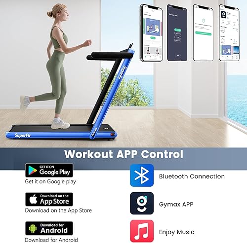 Miniatura 7 de GYMAX Almohadilla para caminar, 2 en 1, instalación gratuita debajo del escritorio, con monitor LED, aplicación inteligentecontrol remoto y altavoz