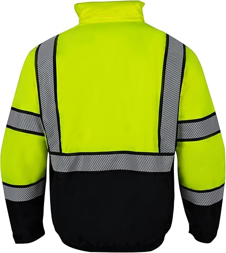 Miniatura 9 de Hi Vis - Chaquetas de invierno reflectantes de seguridad para hombre, forro polar, chaqueta de alta visibilidad ANSI Clase 3 (amarillo, XL)