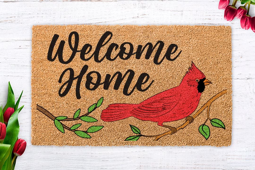 Ensound Red Cardinal,Cardinal Gift Doormat,Cardinal Front Door Decor,Housewarming Gift,Wedding Gift,Realtor Gift,Engagement Gift,Birds Gifts 24x16 Inch — image 1
