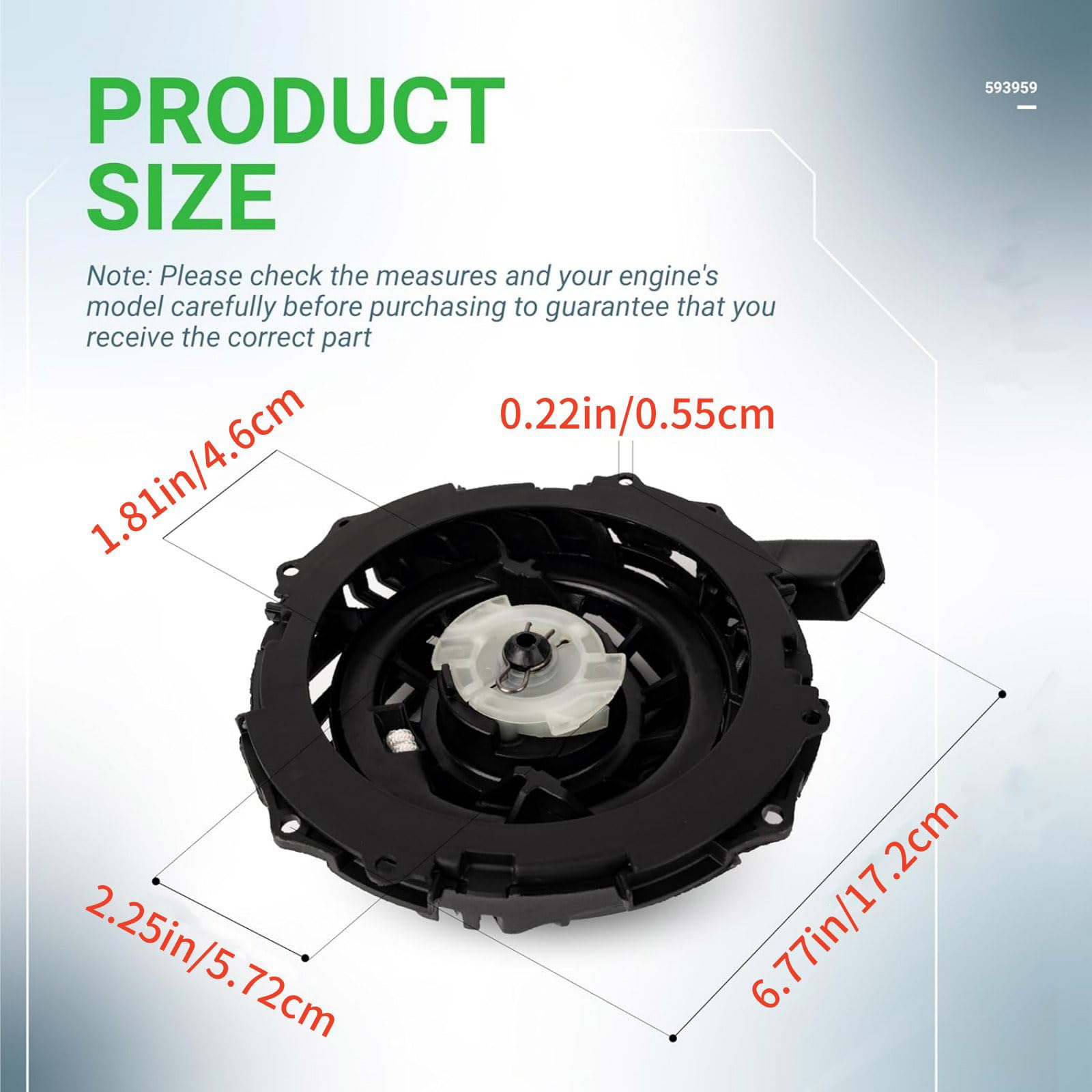 DAGIJIRD Rasenmäher Seilzugstarter 593959 Ersatz für Husqvarna LC 221A 140CC 150CC