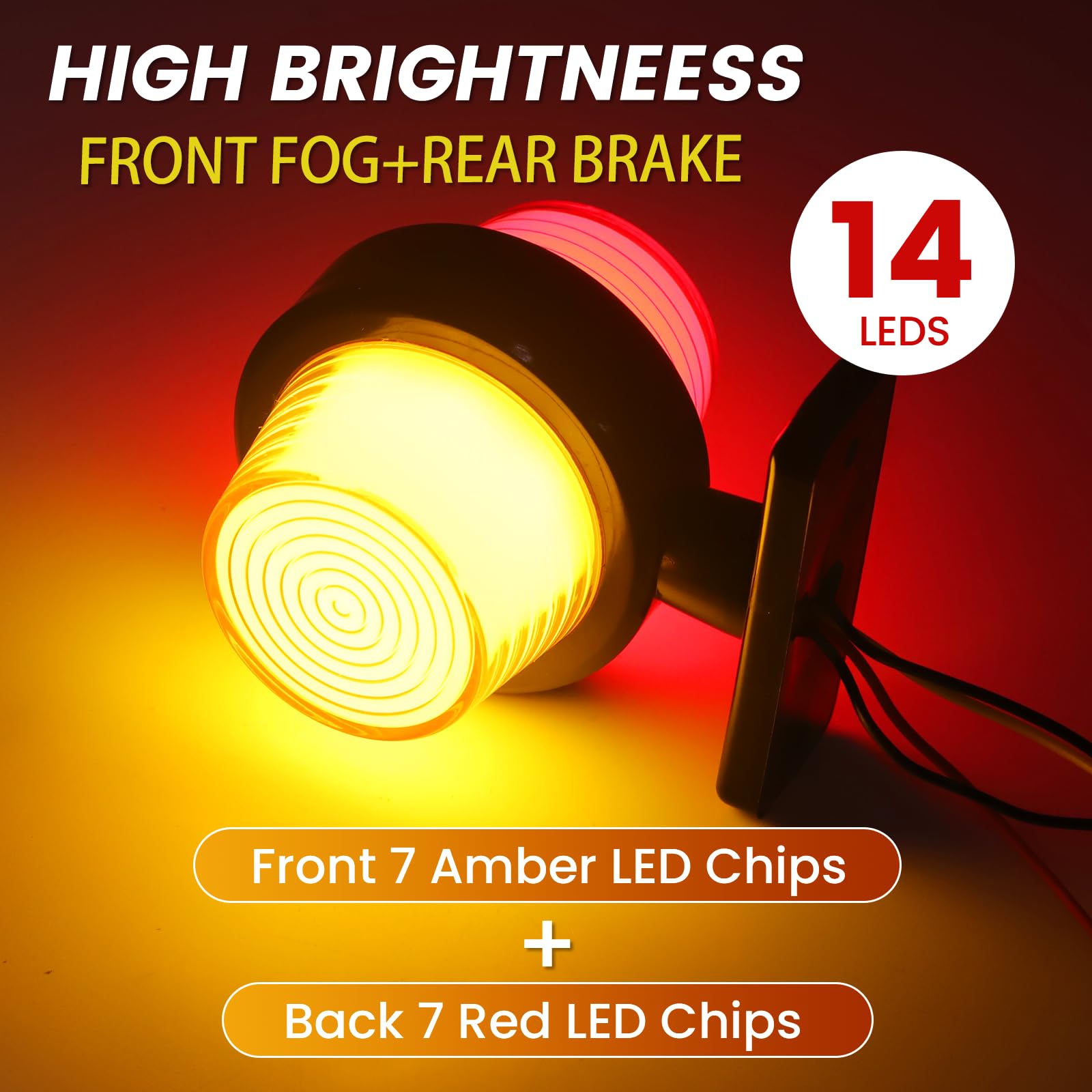 2PCS LED luces de posición lateral 12V 24V, indicadores laterales de remolque universales luces de liquidación advertencia de doble cara luces para remolque camión RV (Amarillo&Rojo)