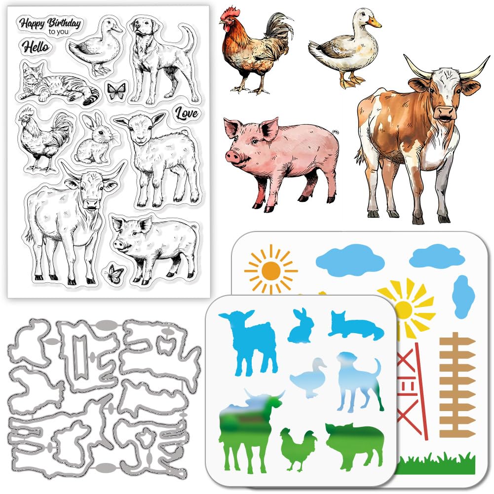 Matrices de découpe animaux et tampons silicone pour carterie créative DIY