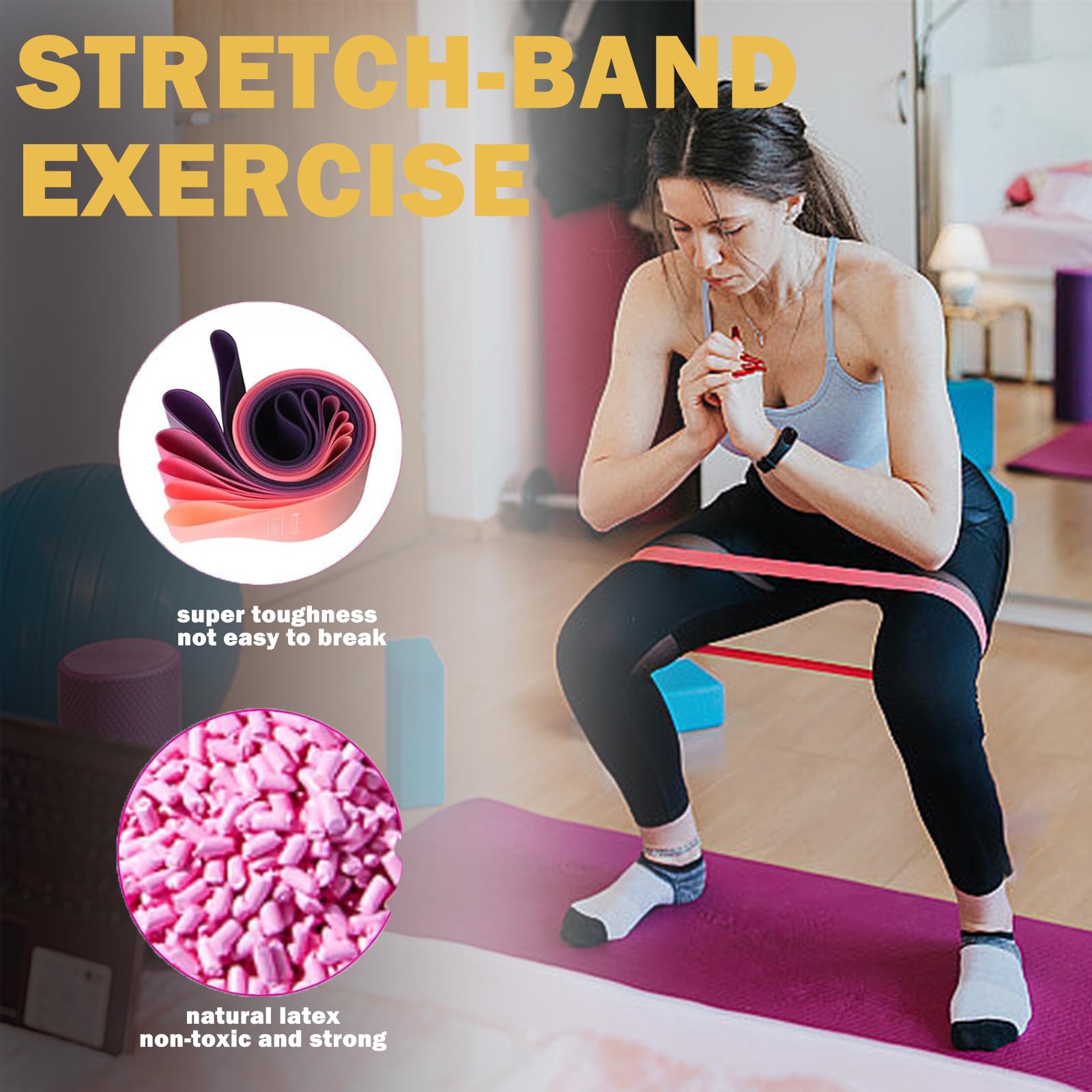 elastici palestra,5 livelli elastico fitness,elastici fitness con guida di esercizi,bande elastiche fitness,fascia elastica fitness,loop band per pilates, bodybuilding, yoga