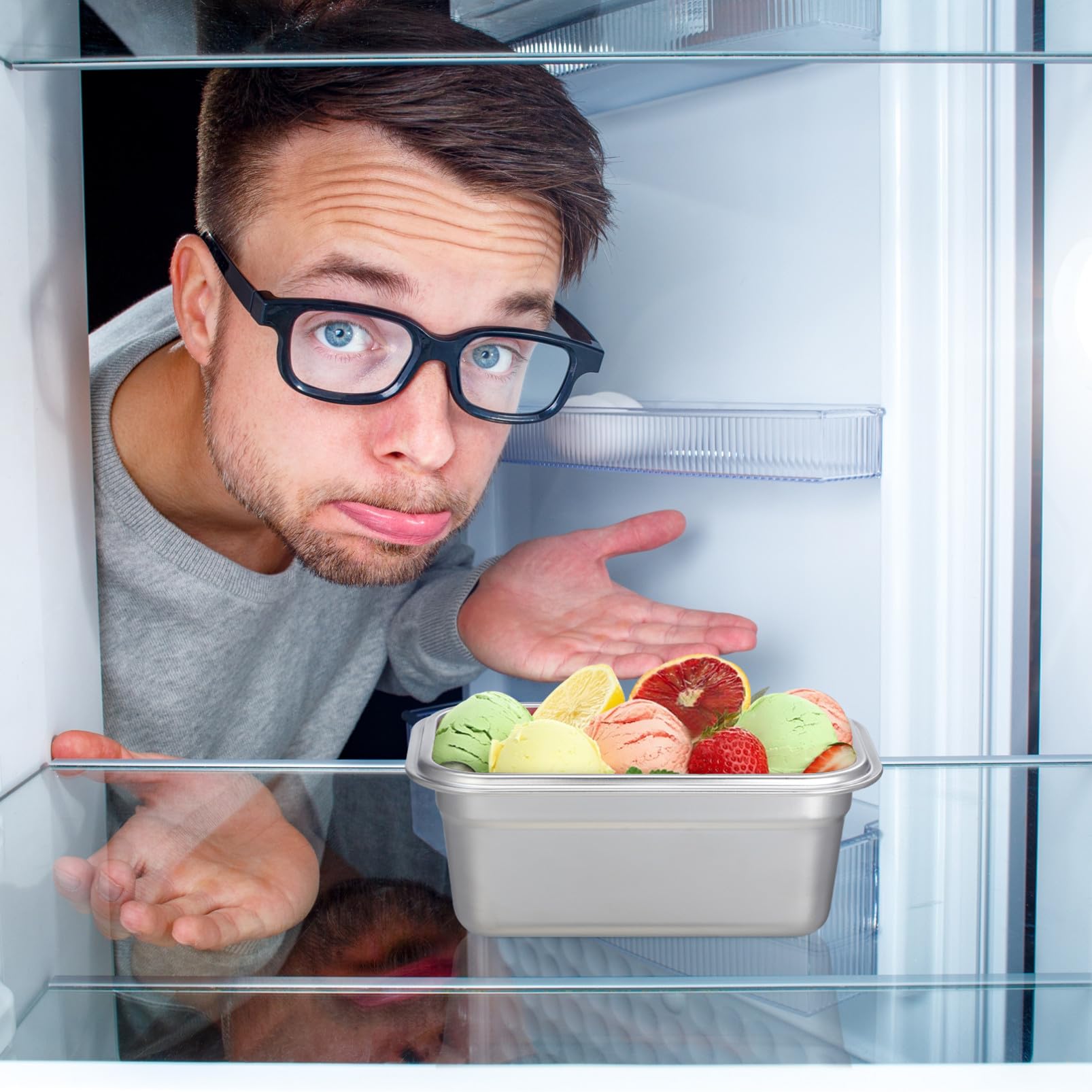 TOYANDONA Edelstahl Gefrierbox Auslaufsicher 720ml für Selbstgemachtes Eis