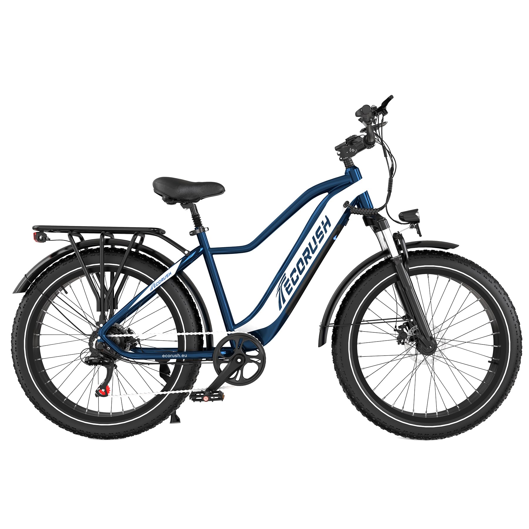 Vélo Électrique, Velo Electrique Homme Équipé d'une Batterie 48V 13AH/20AH, Pneus Fat De 26 * 4.0 Pouces, Moteur De 250W & 25KM/H, avec Un Dérailleur À 7 Vitesses, Portée maximale 100 KM/150KM
