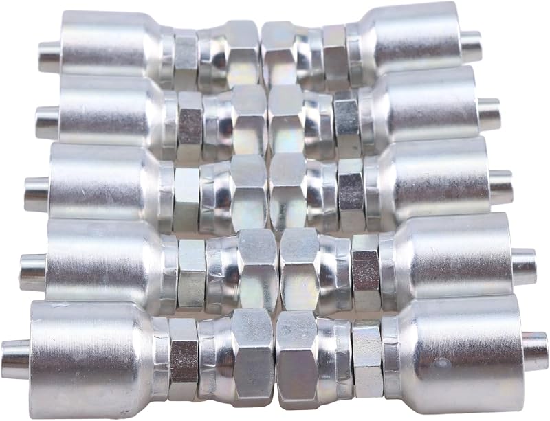 Conjunto de conexões para mangueira hidráulica Fakojer 1JS43-6-6, rosca UNF 3/8" com vedação de face plana – 10 unidades