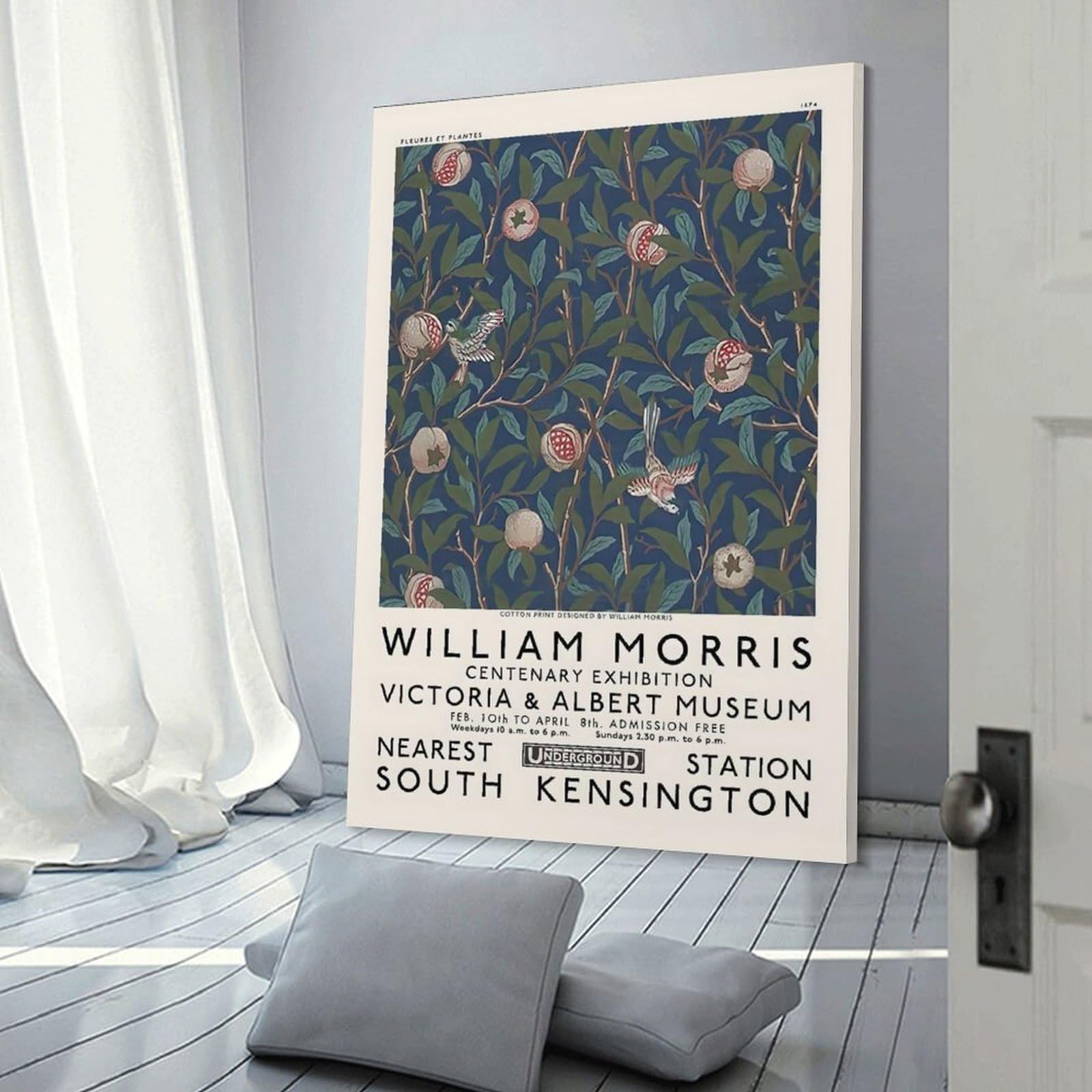 Junmoney WILLIAM MORRIS Victoria A Canvas Wall Decor, 20x30inch(50x75cm), for Lounge Decor, Bedroom Walls Or Flats, Eye Catching Artwork for Blank Walls