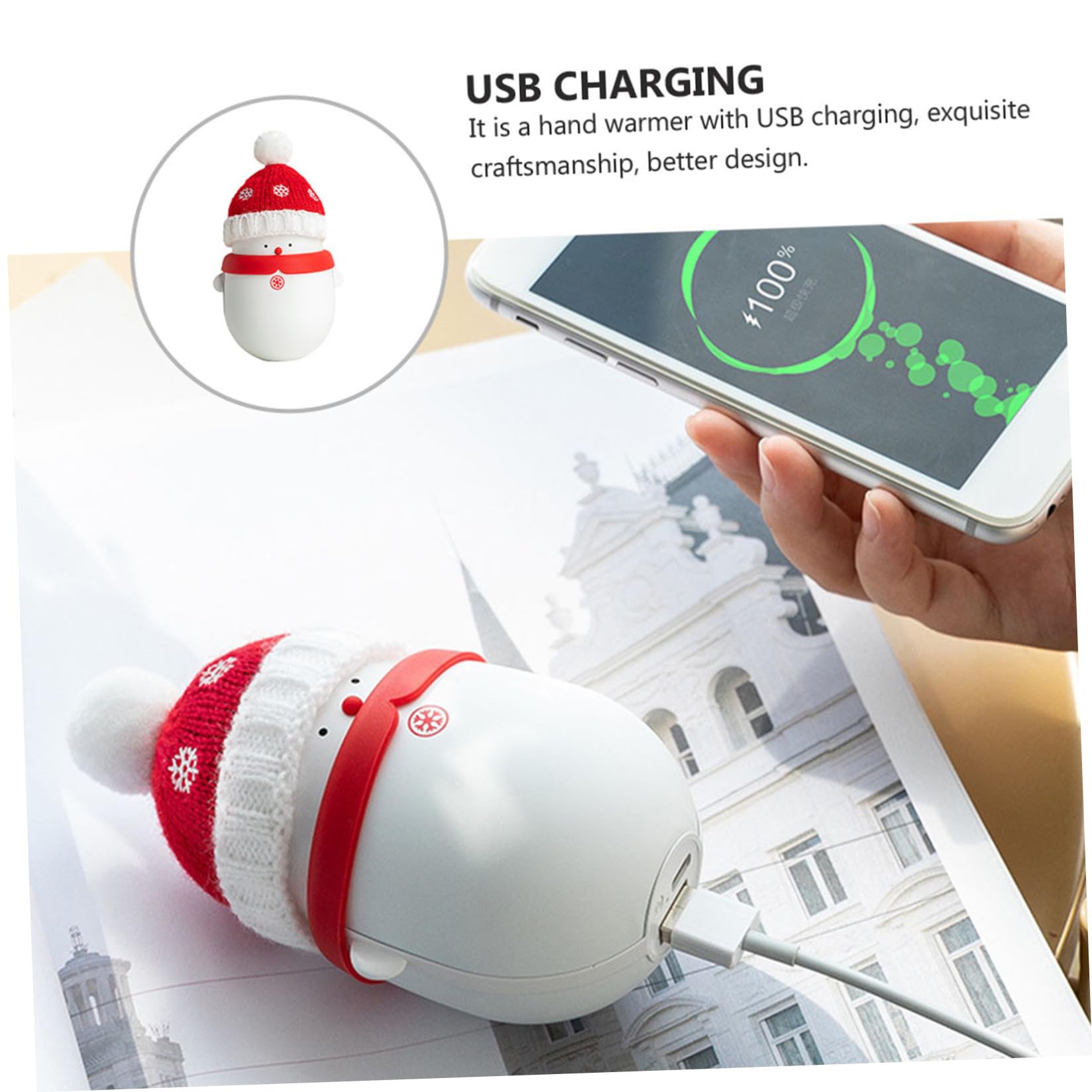1 PZ Natale Pupazzo di Neve Mano Più Caldo USB Banca di Potere Portatile Carica Tesoro