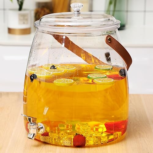 Nuogo Recipiente dispensador de bebidas de plástico de 4 galones con espita de acero inoxidable y asa, dispensadores de bebidas a prueba de fugas de