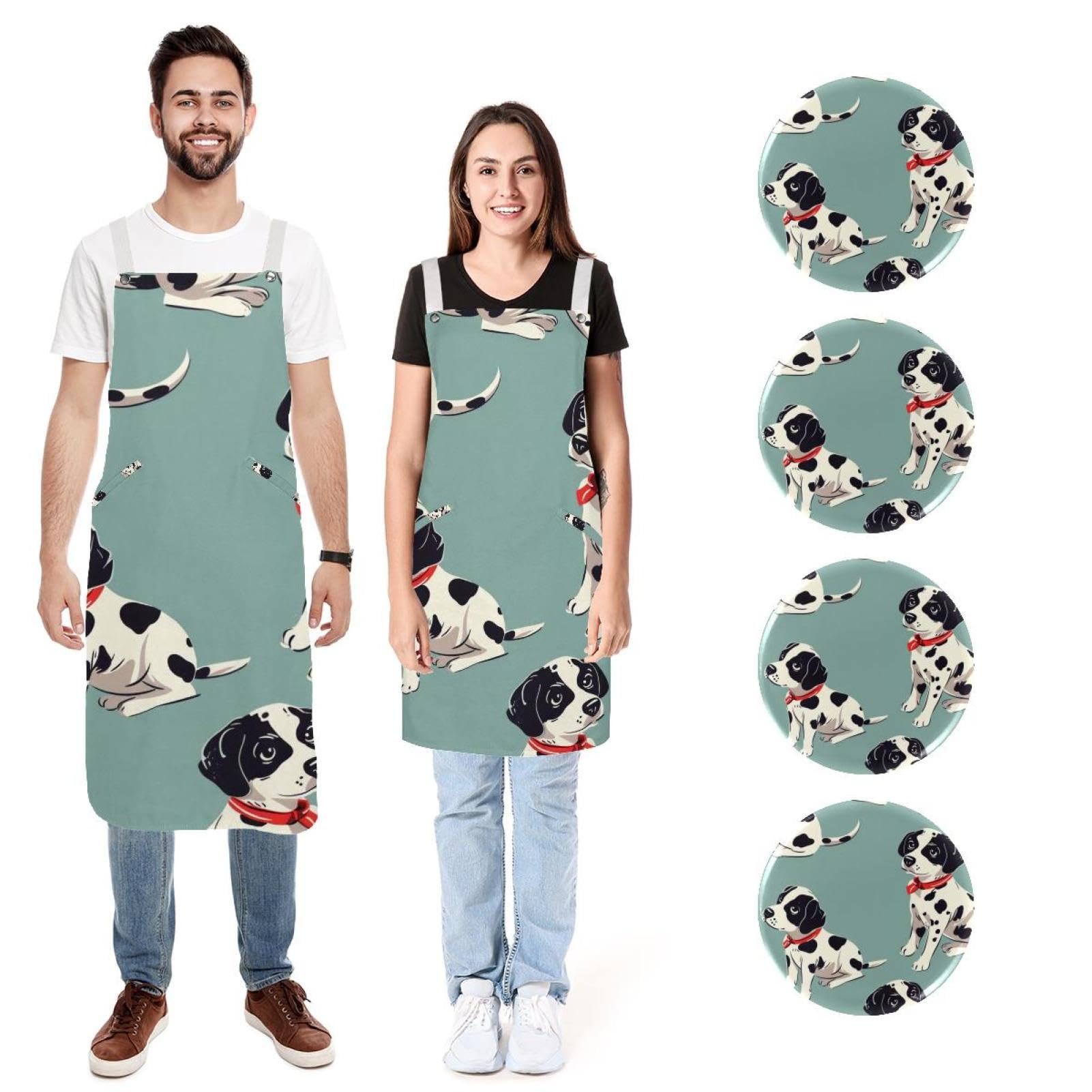 Tablier de cuisine 2 poches en lin contre les taches de cuisson - 7