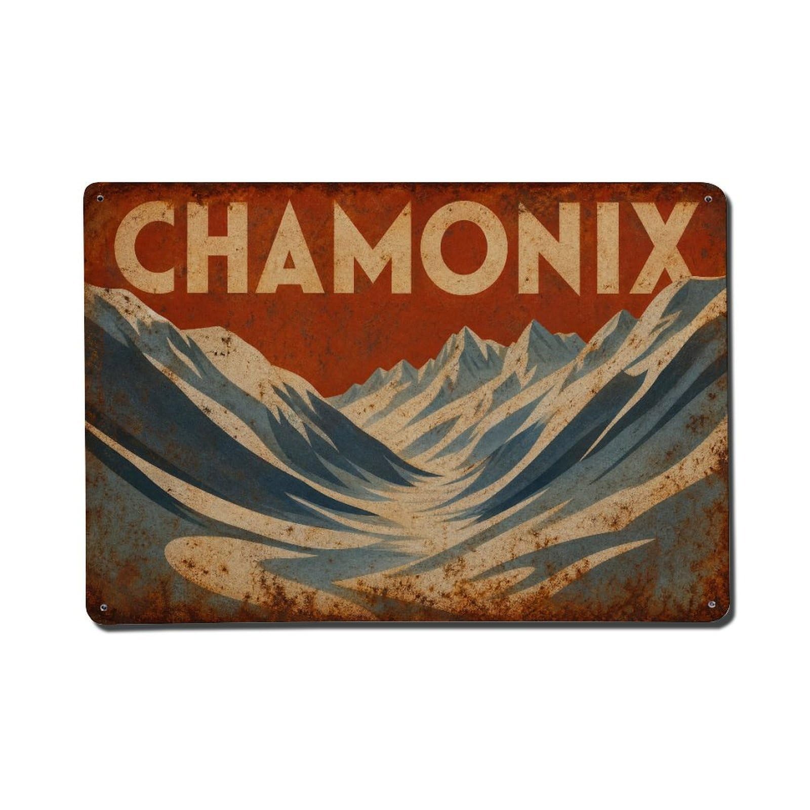 Vintage Travel Chamonix Valley Winter Landscape France Metal Tin Sign