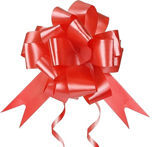 GWHOLE 60 lazos de cinta roja de 5 pulgadas para envolver regalos, lazos de Navidad para manualidades, cajas de manualidades, cestas de decoración