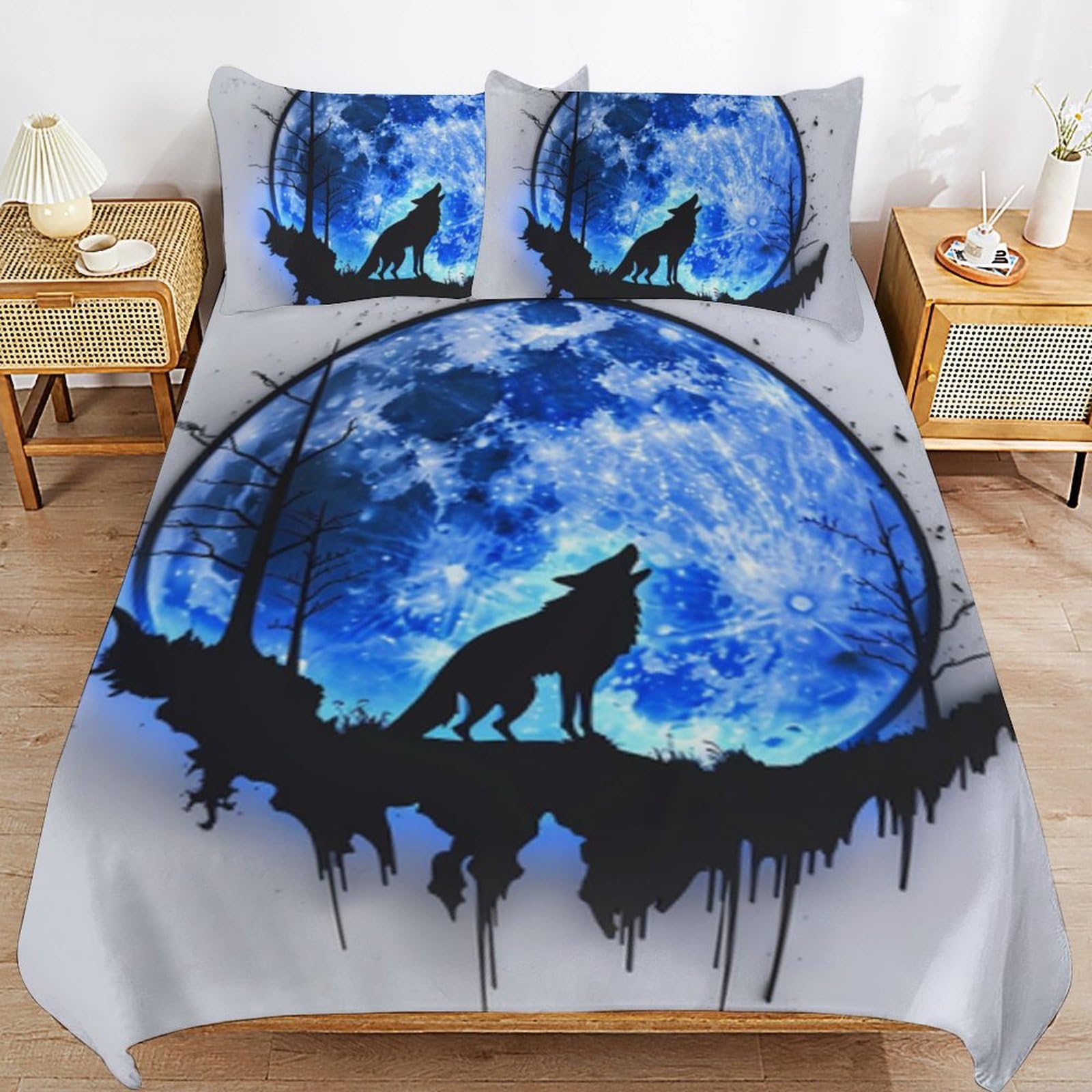 Housse de couette loup en microfibre respirante pour décorer une chambre d'enfant cocooning