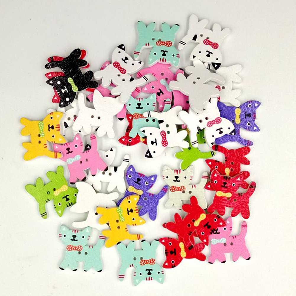 Brussels08 50 Stks Mooie Cartoon Dier Scrapbooking Houten Knopen 2