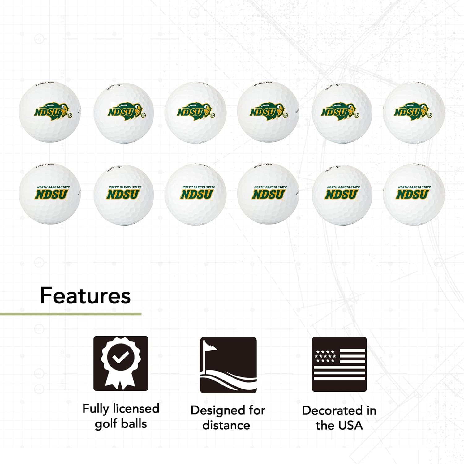 Desert Cactus North Dakota State University Golf Balls 12 Pack – NDSU Bison Full Color Dozen – Officially Licensed Sport Team Accessory