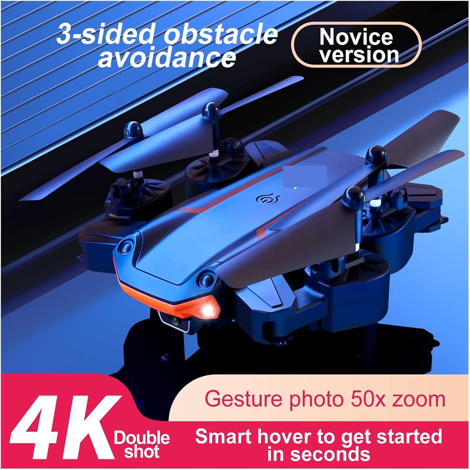 Foldable Drone Quadcopter Mini Drone 4K HD Camera Three-Way Infrared Obstacle Avoidance Altitude Hold Mode Foldable RC Quadcopter (Color : Black Dual 4K 1B Bag Size : 1) (Black 4K 2B Bag 1)