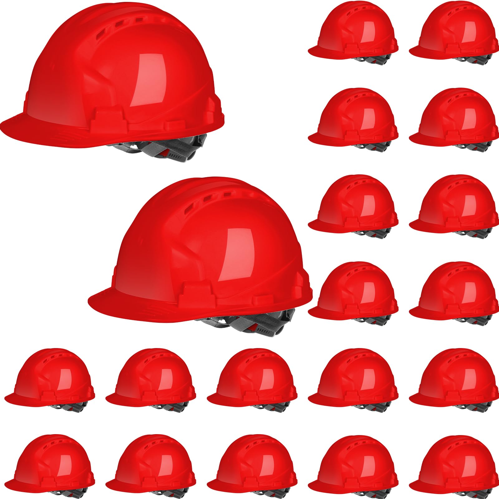 Leumoi 20 Pack Hard Hat Bulk 4-Point ABS Safety Helmets Adjustable