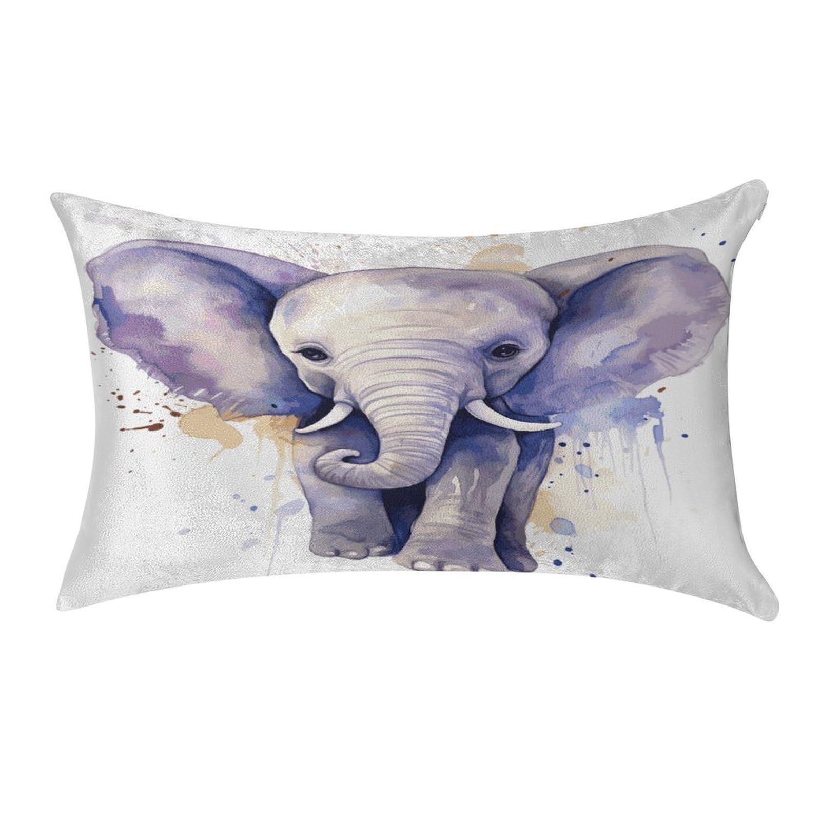 FekiLoot Cute Baby Elephant Watercolor Pillow Covers Luxury Velvet Oblong Pillowcases Rectangular Throw Pillows Case Decorative Velvet Cushion Covers Ultra Soft Lumbar Pillow Shells 12 X 20 in