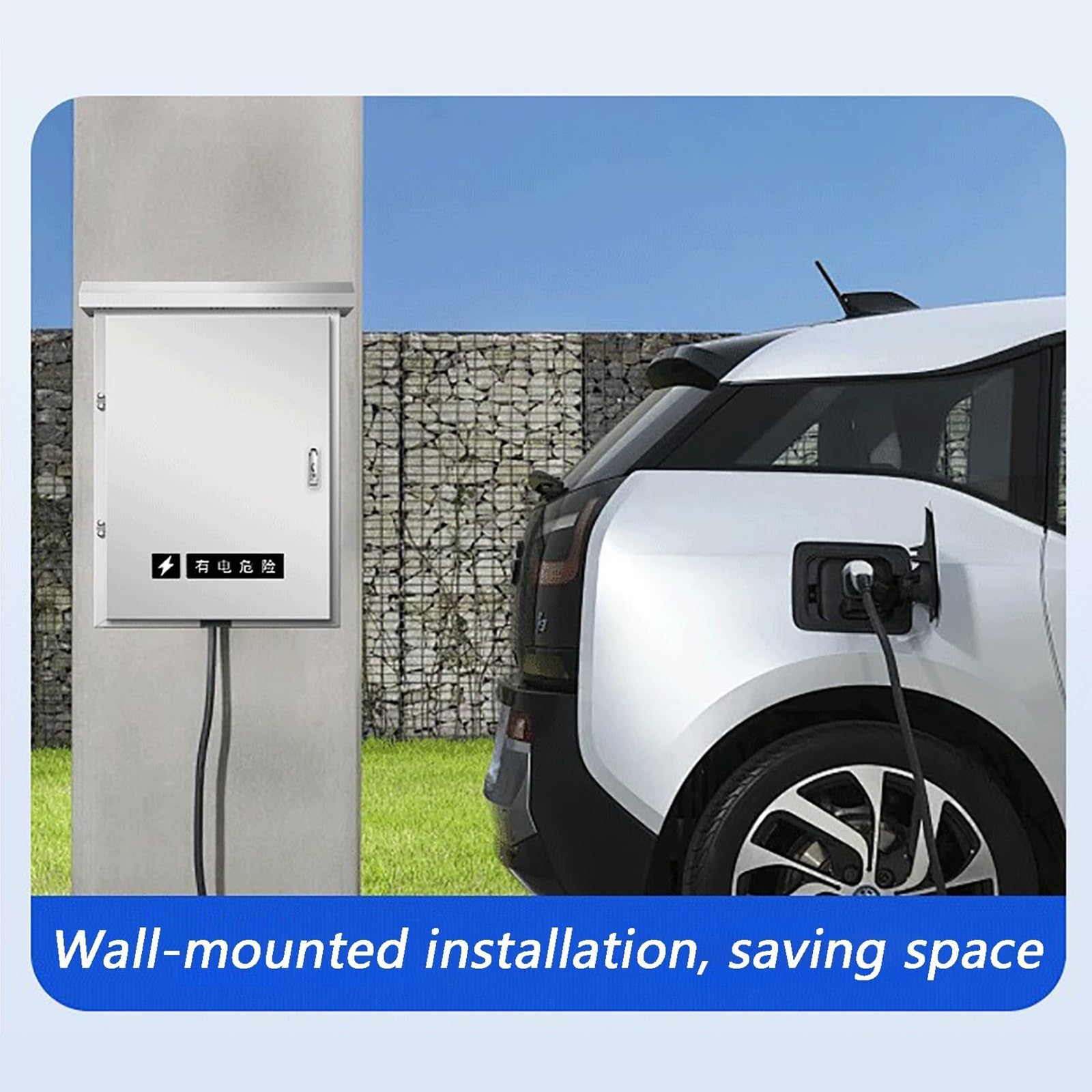 Cubierta de cargador de pared con bloqueo, protector de cargador de vehículo eléctrico, soporte de cable, disipación de calor, componentes de montaje, diseño de ahorro de espacio