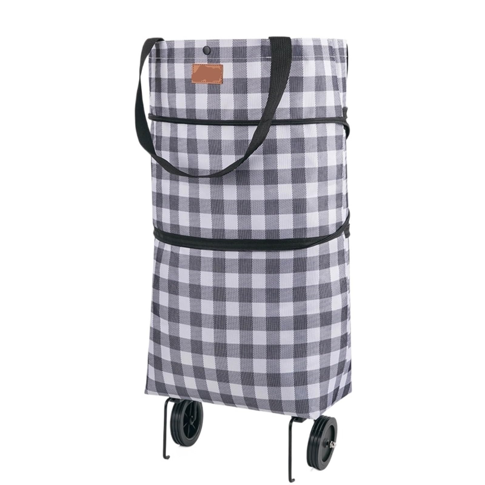 SBZIOJHDR foldable shopping trolley， Foldable Grocery Tote Bag for Supermarket Daily(Gray)