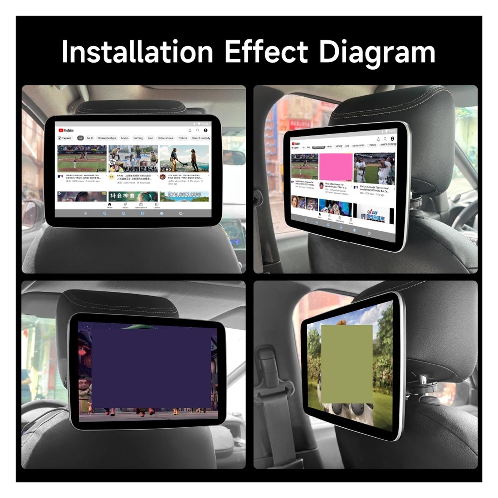Moniteur D'appui-tête De Voiture 10,1/11,6 Pouces Lecteur MP5 FM HD 1080P avec Écran Vidéo USB Et HDMI Lecteur Multimédia(11.6 inch MP5 2PCS)
