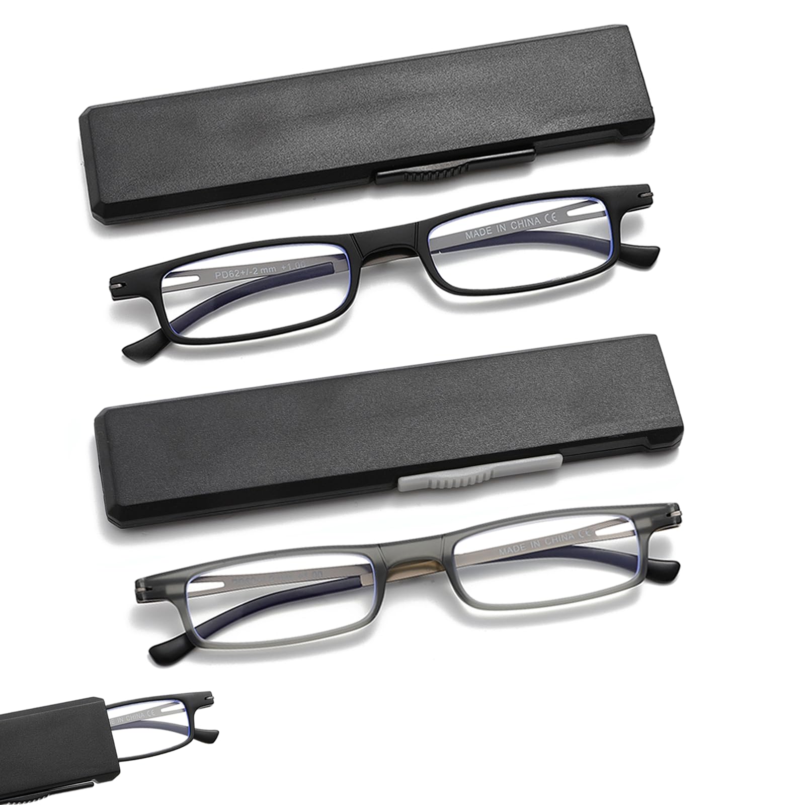 OWTXIS Ultradünne Klapplesebrille Für Männer und Frauen | Kompakt, TR90 Rahmen, Blaulichtblockierend, Mit tragbarem dünnem flachem Etui