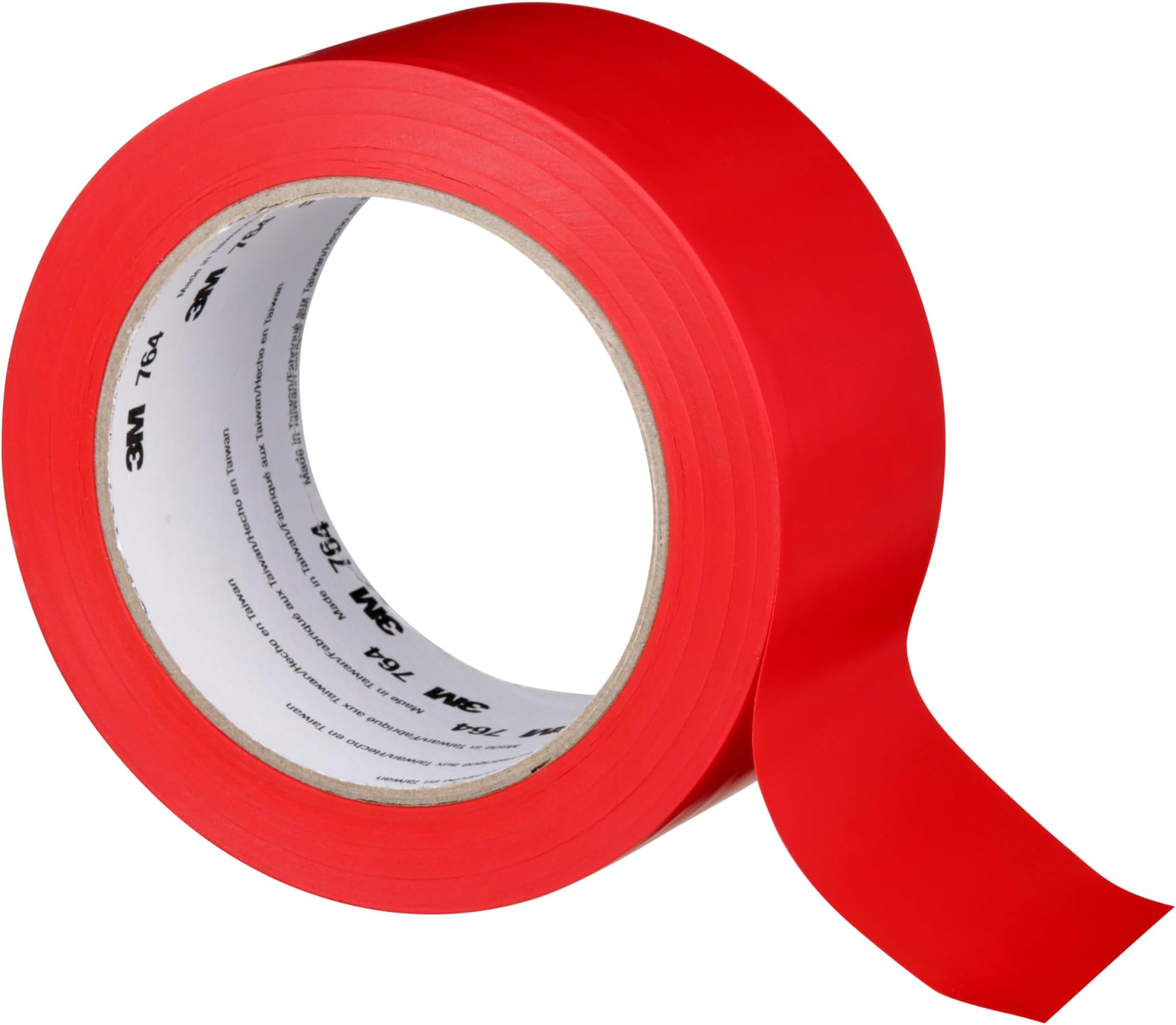 3M Vinyl Tape 764, General Purpose, 2 in x 36 yd, Red, 1 Roll, Light Traffic Floor Marking Tape, Social Distancing, Color Coding, Safety, Bundling