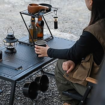 折りたたみ式アウトドアテーブル Amazon.co.jp: 折りたたみキャンプテーブル、2段Z型ピクニックテーブル