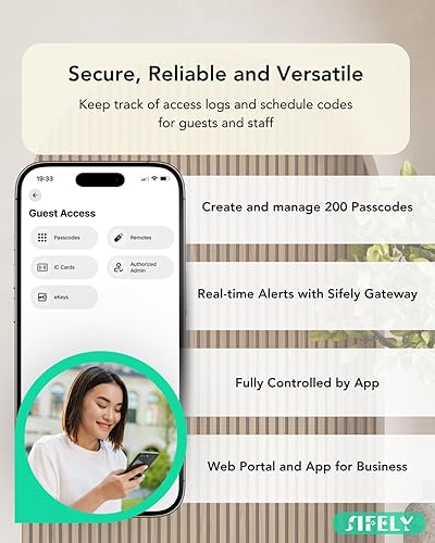 Miniatura 4 de Cerradura de puerta inteligente con teclado, cerradura de entrada sin llave con control de aplicación, cerradura de puerta electrónica digital con