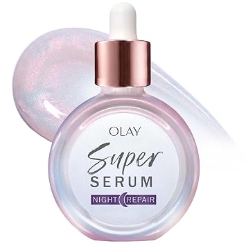 Olay Super Serum Night Repair, Fragrance-Free - Niacinamide, Peptide, Salicylic & Lactic Acid, Glycerin - 5-in-1 Skin Care Benefits - Hydrating, Evens Tone, Reduces Dark Spots, Anti-Aging, 1.0 Oz
