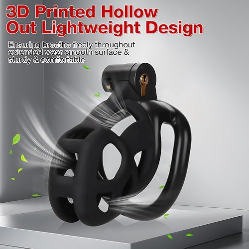 Miniatura 3 de Jaula de castidad masculina con cinturón elástico y candado invisible - 4 tamaños de anillo de bola, jaula de pene grande ultraligera para ajuste