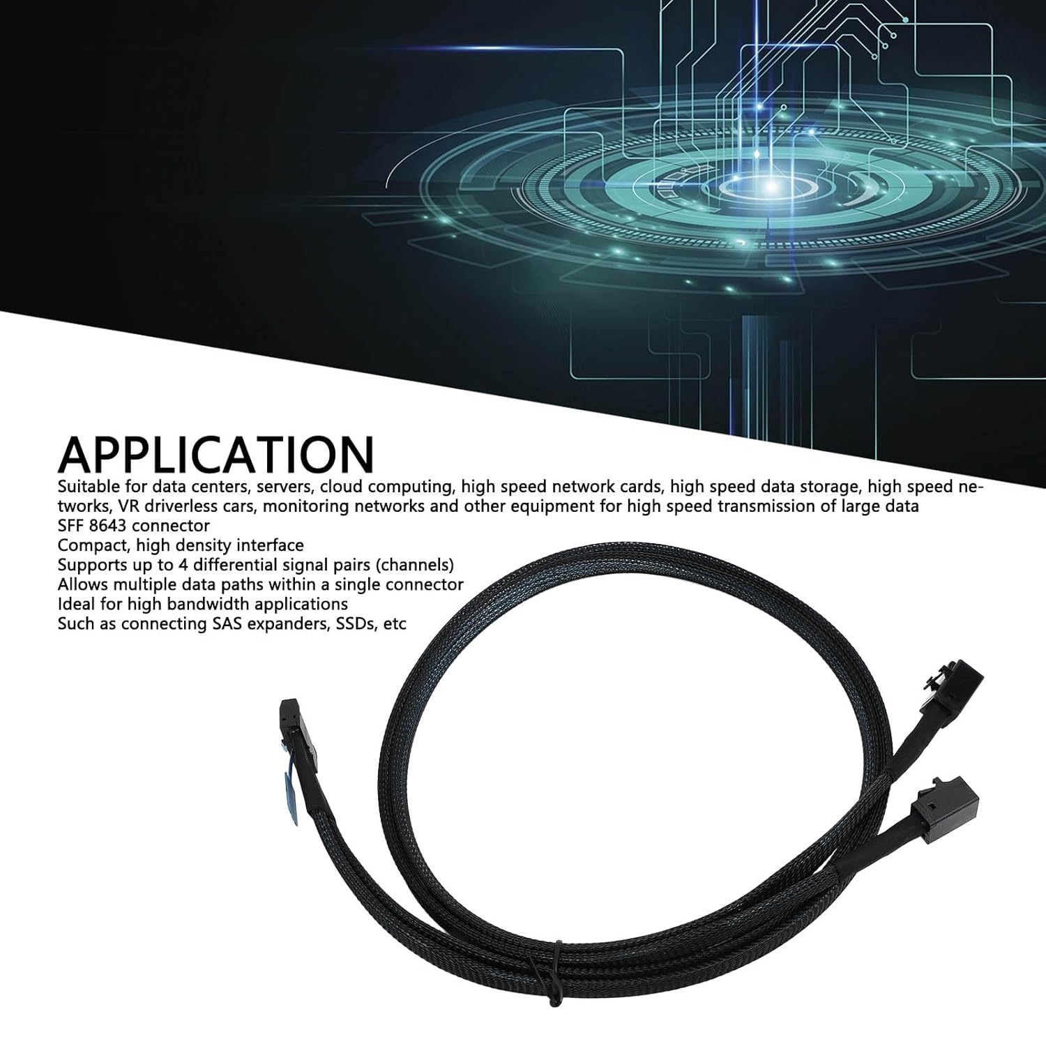 Tangxi MCIO 8i to 2*SFF-8643 Cable, MCIO x8 74Pin to Mini SAS HD SFF-8643 Cord, Compliant with SCSI (SAS), PCIE 5.0, 32GT / s Data Transfer Speed, for Server Data Center (31.5in)