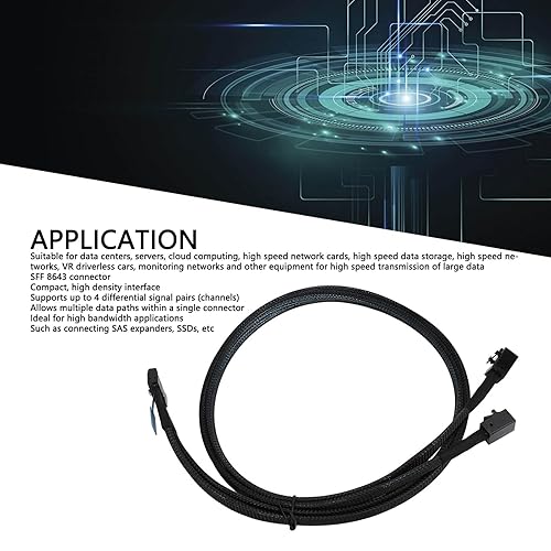 Miniatura 3 de para cable MCIO 8i a 2 x SFF 8643, 31.5 pulgadas 8i 74 pines a 2 SFF 8643, PCIe 5.0 32 Gts para MCIO X8 a Mini SAS HD SFF 8643 para centro de datos