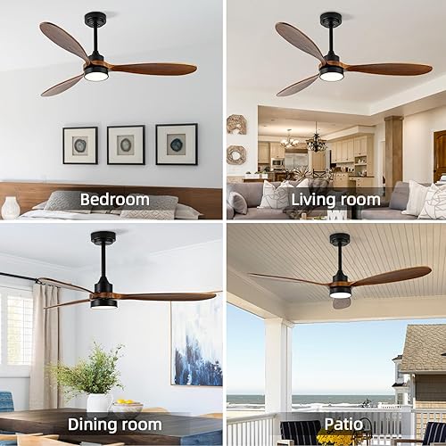 Miniatura 3 de GESUM Ventilador de techo con luz, ventilador de techo para exteriores de 52 pulgadas con control remoto de luz, 6 velocidades, ventilador de techo