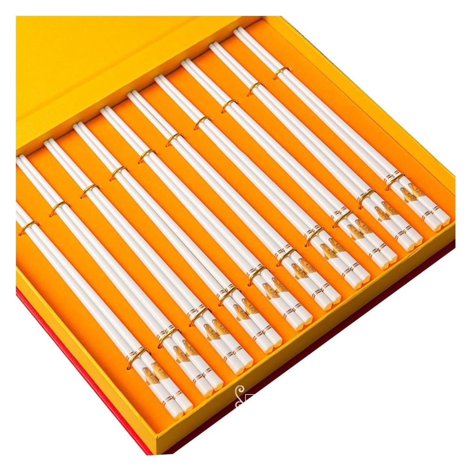 Baguettes en céramique, Coffret cadeau de 10 paires baguettes réutilisables avec étui, en céramique d'os haute qualité(P)