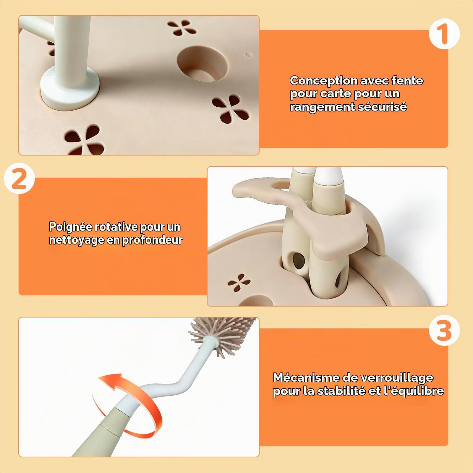 Egouttoir Biberon Bebe avec Goupillon Biberon,Amovible Séchoir pour Bébé Bouteilles Utilisé pour Sécher Les Biberons et Les Tétines