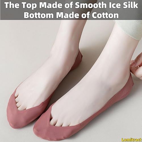 Miniatura 3 de Lomitract - Calcetines delgados de corte ultrabajo (Mujeres 5-12), hechos de superficie de seda helada en la parte superior y algodón en la parte