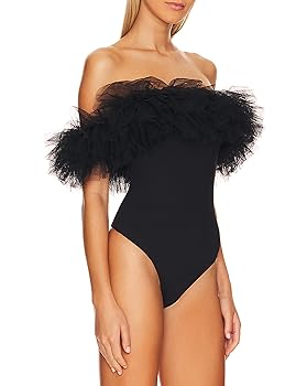 トップス Flocky Tulle Ballerina Neck Bodysuit Flocky Tulle Ballerina Neck Bodysuit（カットソー/Tシャツ