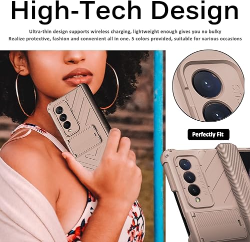 Miniatura 7 de Miimall Funda compatible con Samsung Galaxy Z Fold 3 con protector de pantalla de vidrio templado, bisagra magnética+ranura para bolígrafo