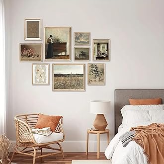 Vintage Wall Art Decor Vintage Posters for Room Aesthetic Pictures,Rustic Wall Decor Living Room,19th Century Lady Flower Boho Wall Art Netural Canvas Art Prints for Bedroom Moody Farmhouse Vase